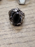 Vtg 925 Sterling Silver Black Onyx Art Nouveau Size 7 Ring Tested Beautiful!