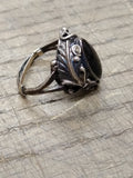 Vtg 925 Sterling Silver Black Onyx Art Nouveau Size 7 Ring Tested Beautiful!