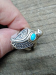 Vtg 925 Sterling Silver Turquoise Size 7.5 Dove Ring N American Tested Beautiful