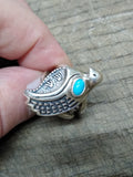 Vtg 925 Sterling Silver Turquoise Size 7.5 Dove Ring N American Tested Beautiful