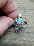 Vtg 925 Sterling Silver Turquoise Size 7.5 Dove Ring N American Tested Beautiful