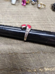 Vtg 925 Sterling Silver Red Coral Size 7.5 Bypass Ring Tested Very Nice!