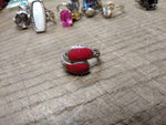 Vtg 925 Sterling Silver Red Coral Size 7.5 Bypass Ring Tested Very Nice!