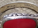 Vtg 925 Sterling Silver Red Coral Size 7.5 Bypass Ring Tested Very Nice!