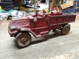 Vtg 1930s Champion Cast Iron Red Toy Delivery Truck Steel Wheels Parts or Repair