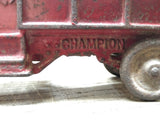 Vtg 1930s Champion Cast Iron Red Toy Delivery Truck Steel Wheels Parts or Repair