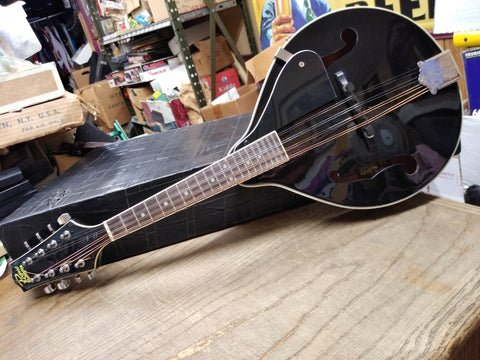 Rogue RM 100A Mandolin Black Lacquered 8 String Instrument Musical w/Case Nice!!