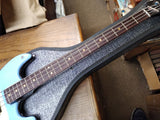 Vtg 1960's Hagstrom Electric 4 String Solid Body Bass Guitar Baby Blue w/Case!!