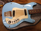 Vtg 1960's Hagstrom Electric 4 String Solid Body Bass Guitar Baby Blue w/Case!!