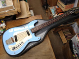 Vtg 1960's Hagstrom Electric 4 String Solid Body Bass Guitar Baby Blue w/Case!!