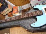 Vtg 1960's Hagstrom Electric 4 String Solid Body Bass Guitar Baby Blue w/Case!!