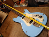 Vtg 1960's Hagstrom Electric 4 String Solid Body Bass Guitar Baby Blue w/Case!!