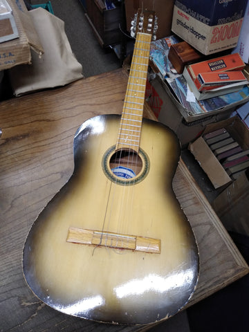 Vtg Guitarras Paracho Acoustic 6 String Guitar Blonde w/Soft Case Restore/Parts