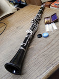 Vtg Unbranded Clarinet with Reeds 26.75" France Ligature Good Cork Keys Work!