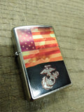 Vtg Unfired 2016 Zippo Cigarette Lighter US Marine Corp Flag and Crest Made USA!