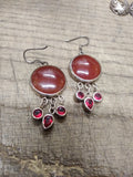 Vtg 925 Sterling Silver Dangle Earrings with Carnelian? and Garnet? Beautiful!