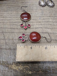 Vtg 925 Sterling Silver Dangle Earrings with Carnelian? and Garnet? Beautiful!