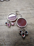 Vtg 925 Sterling Silver Dangle Earrings with Carnelian? and Garnet? Beautiful!