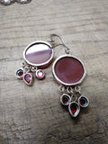 Vtg 925 Sterling Silver Dangle Earrings with Carnelian? and Garnet? Beautiful!