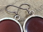 Vtg 925 Sterling Silver Dangle Earrings with Carnelian? and Garnet? Beautiful!