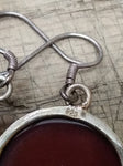 Vtg 925 Sterling Silver Dangle Earrings with Carnelian? and Garnet? Beautiful!