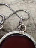 Vtg 925 Sterling Silver Dangle Earrings with Carnelian? and Garnet? Beautiful!