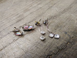 Vtg 2 Pair 925 Sterling Silver Stud & Dangle Earrings with Opal? Sapphire? Nice!