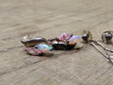 Vtg 2 Pair 925 Sterling Silver Stud & Dangle Earrings with Opal? Sapphire? Nice!