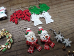 Vtg 25 Piece Christmas Xmas Brooch Earring and Findings Lot Santa Tree Reindeer