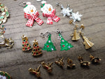 Vtg 25 Piece Christmas Xmas Brooch Earring and Findings Lot Santa Tree Reindeer