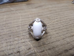 Vtg 925 Anthony Nak White Milk Glass Size 7 Ring Made In Mexico Beautiful!