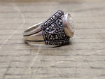 Vtg 925 Sterling Silver Right Facing Cameo w/Marcasites Size 9 Ring Very Nice!