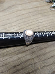 Vtg 925 Sterling Silver Right Facing Cameo w/Marcasites Size 9 Ring Very Nice!