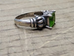 Vtg 925 Sterling Silver Green Peridot Size 8 Ring Very Nice!