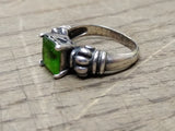 Vtg 925 Sterling Silver Green Peridot Size 8 Ring Very Nice!
