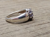 Vtg 925 Sterling Silver with 9 Amethyst Stones Size 8.25 Ring Beautiful!
