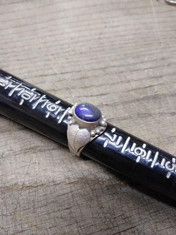 Vtg 925 Sterling Silver Lapis Lazuli Stone Size 7.75 Poison Ring Tested Nice!