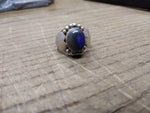 Vtg 925 Sterling Silver Lapis Lazuli Stone Size 7.75 Poison Ring Tested Nice!