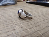 Vtg 925 Sterling Silver Lapis Lazuli Stone Size 7.75 Poison Ring Tested Nice!