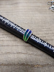 Vtg 925 Sterling Silver Modernist Blue/Green Enamel Size 6.5 Ring Tested Nice!