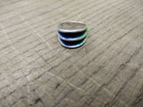 Vtg 925 Sterling Silver Modernist Blue/Green Enamel Size 6.5 Ring Tested Nice!