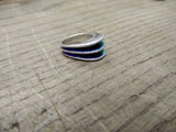 Vtg 925 Sterling Silver Modernist Blue/Green Enamel Size 6.5 Ring Tested Nice!