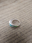 Vtg 925 Sterling Silver Modernist Blue/Green Enamel Size 6.5 Ring Tested Nice!