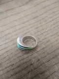 Vtg 925 Sterling Silver Modernist Blue/Green Enamel Size 6.5 Ring Tested Nice!