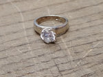 Vtg 925 Sterling Silver CZ Solitaire Stone Size 7 Ring Tested Nice!