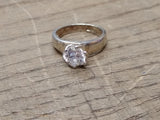 Vtg 925 Sterling Silver CZ Solitaire Stone Size 7 Ring Tested Nice!