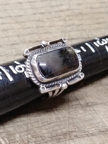 Vtg 925 Sterling Silver Montana Agate Stone Size 5.5 Ring Tested Very Nice!