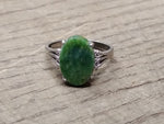 Vtg 925 Sterling Silver Green Jade Stone Size 9.25 Ring Tested Very Nice!