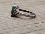 Vtg 925 Sterling Silver Green Jade Stone Size 9.25 Ring Tested Very Nice!