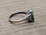 Vtg 925 Sterling Silver Green Jade Stone Size 9.25 Ring Tested Very Nice!